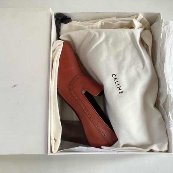 Celine Leather Brown Peep Toe Pump 80 SZ 6/36 - Picture 8 of 12